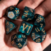 Green Acrylic Marbled Dice (Roman numerals)