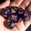 Purple Acrylic Marbled Dice (Roman numerals)