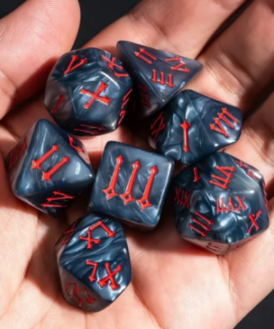 Black Acrylic Marbled Dice (Roman numerals)