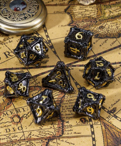 Black Metal Dice(Dragon Bones) with Metal Box