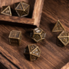 Bronze Barrel Plating Ancient Metal Dice (Serrated) with Metal Box