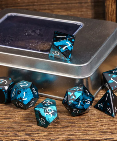 Blue & Black Anodized Aluminum Colorful Dice