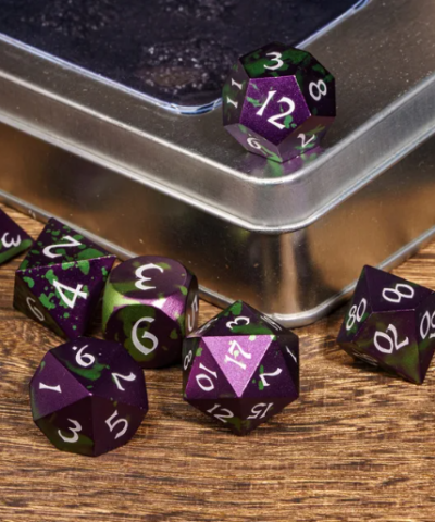 Purple & Green Anodized Aluminum Colorful Dice