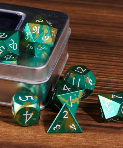 Green & Yellow Anodized Aluminum Colorful Dice