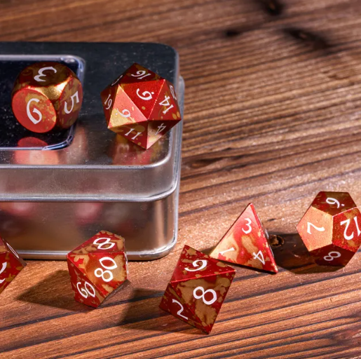 Golden & Red Anodized Aluminum Colorful Dice