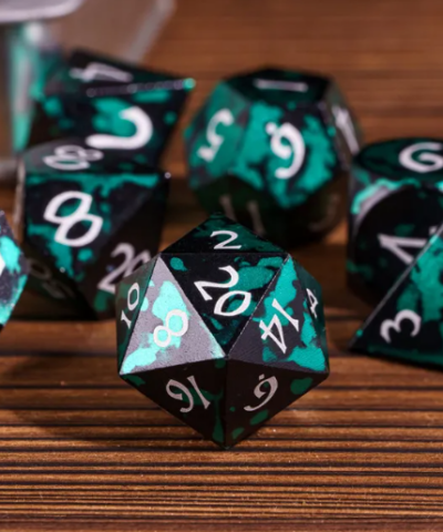 Black & Green Anodized Aluminum Colorful Dice