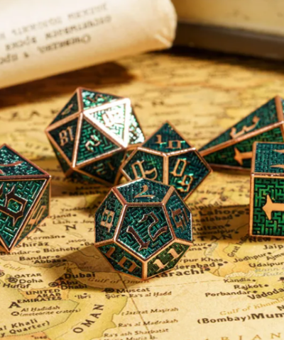 Green Colorful Metal Dice (Maze Dice) with Metal Box
