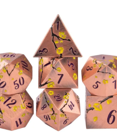 Alternative view of Copper & Purple Ancient Metal Dice (Plum Blossom)