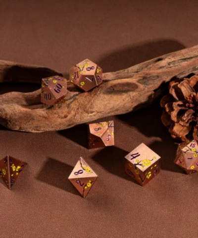 Copper & Purple Ancient Metal Dice (Plum Blossom)