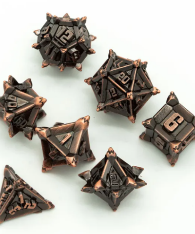 Copper Plated Ancient Metal dice(Pinwheel) with Metal Box