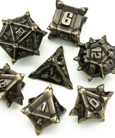 Bronze Plated Ancient Metal dice(Pinwheel) with Metal Box