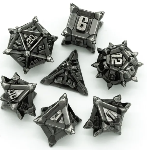 Silver Plated Ancient Metal dice(Pinwheel) with Metal Box