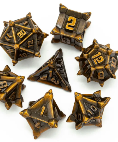 Golden Plated Ancient Metal dice(Pinwheel) with Metal Box