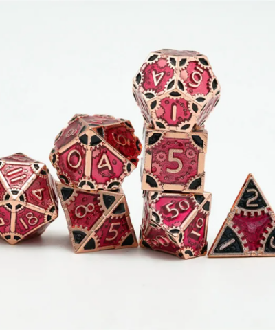 Red & Black Colorful Metal Dice (SteamPunk) with Metal Box