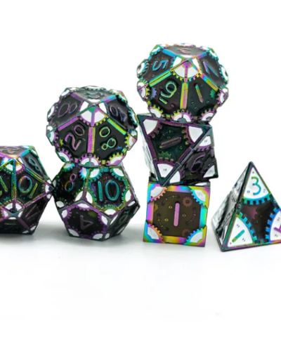 Black & White Colorful Metal Dice (SteamPunk) with Metal Box