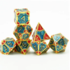 Blue & Red Colorful Metal Dice (SteamPunk) with Metal Box