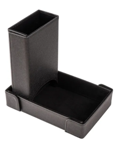 Black PU Leather Dice Tower&Dice Tray