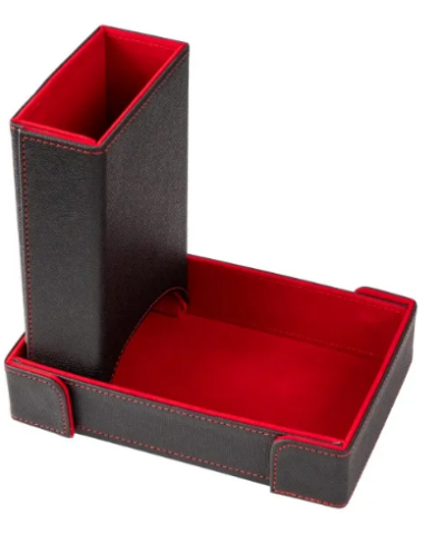 Red PU Leather Dice Tower&Dice Tray