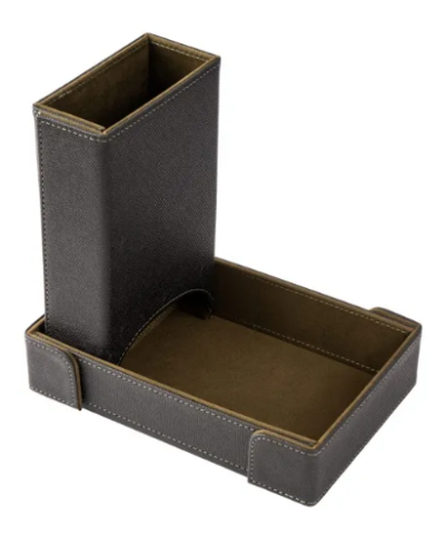 Brown PU Leather Dice Tower&Dice Tray
