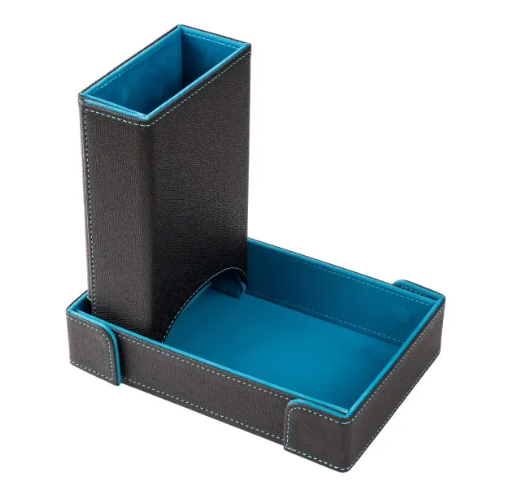 Blue PU Leather Dice Tower&Dice Tray