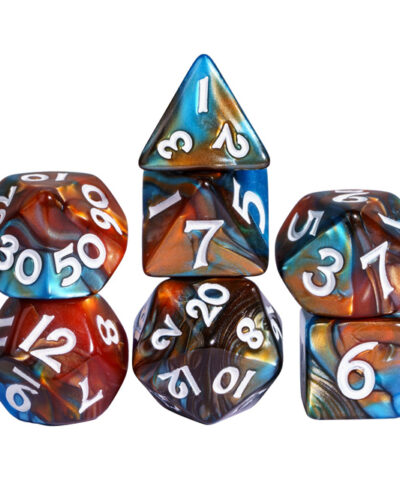 Blue & Brown Acrylic Mini 10mm-13mm Blend Color Dice