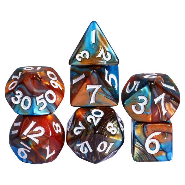Blue & Brown Acrylic Mini 10mm-13mm Blend Color Dice