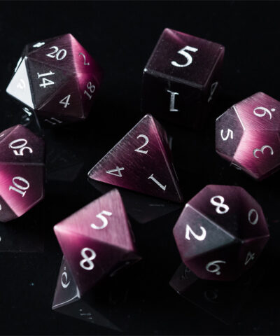 Purple Cat Eye Gemstone Series Dice Black PU leather Hexagon Box