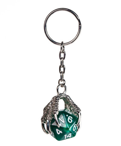 Green D20 Dragon Claw Keychain