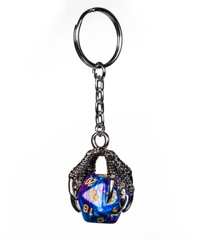 Blue & Purple D20 Mixed Color Dragon Claw Keychain