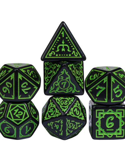 Green Acrylic Pattern Dice (Druid)
