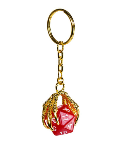 Red D20 Dragon Claw Keychain