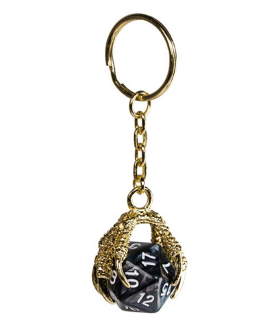 Black D20 Dragon Claw Keychain