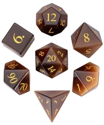 Brown Cat Eye Gemstone Series Dice Black PU leather Hexagon Box