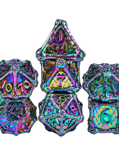 Rainbow Metal Dice(Dragon Bones) with Metal Box