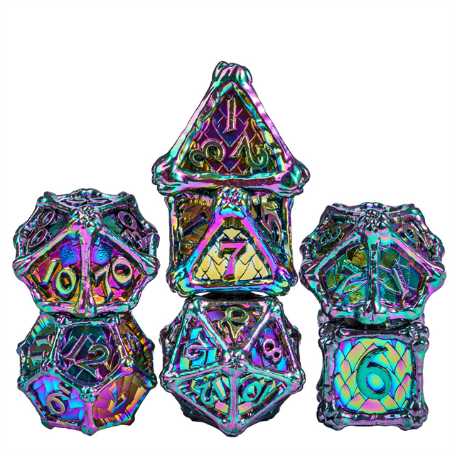Rainbow Metal Dice(Dragon Bones) with Metal Box