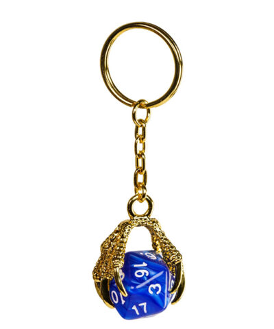 Blue D20 Dragon Claw Keychain