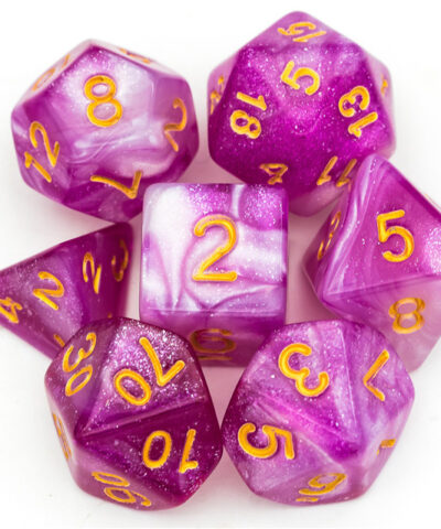 Purple & White Color Mixed Glitter dice