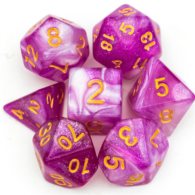 Purple & White Color Mixed Glitter dice