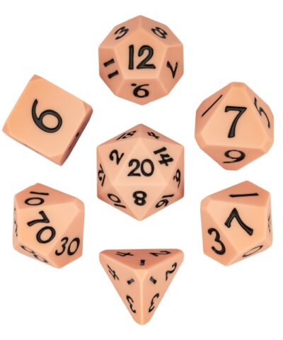 Peach Silicone Dice 7-Piece Set (Corner Cut)