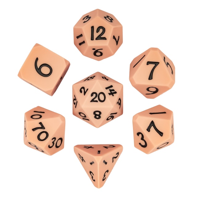 Peach Silicone Dice 7-Piece Set (Corner Cut)