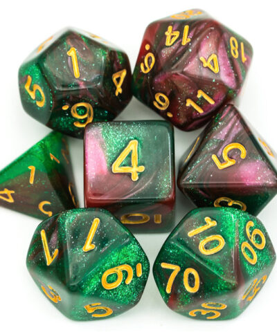 Rose Red & Green Color Mixed Glitter dice