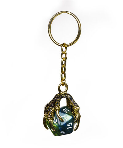 Blue & Green D20 Mixed Color Dragon Claw Keychain