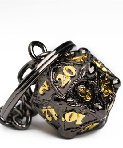 Black & Gold D20 Keychain