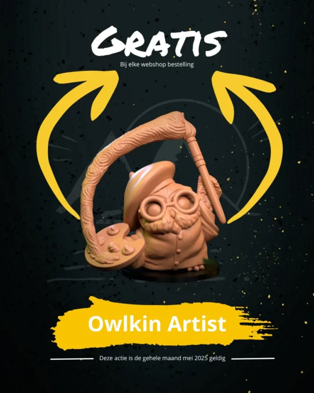🦉🎨 GRATIS MINI ! 🎨🦉  De hele maand mei 2025 krijg je bij elke bestelling in onze webshop een gratis Owlkin Artist mini!  Perfect voor schilders van elk niveau — schattig, uniek en super leuk om je skills op te oefenen.
Mis 'm niet, want op = op!  #friendlygiantgaming #miniaturepainting #dndminiatures #3dprinting #owlkin #gratismini #ttrpg #maygiveaway #theminiaturesguild #miniaturepainting #mini